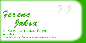 ferenc jaksa business card